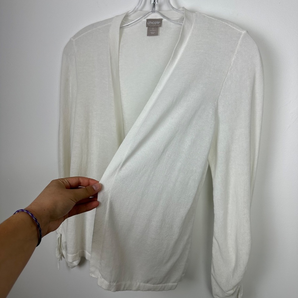 Chico's White Open-Front Lightweight Cardigan - Picture 5 of 8